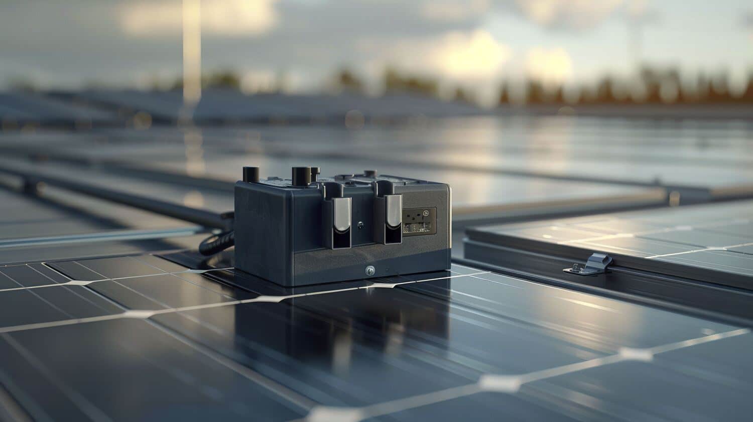 A photo of a solar panel junction box